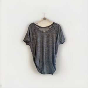 Athleta Womens Track Shirt Size L Black Sleeve Ruched Grippers Gym